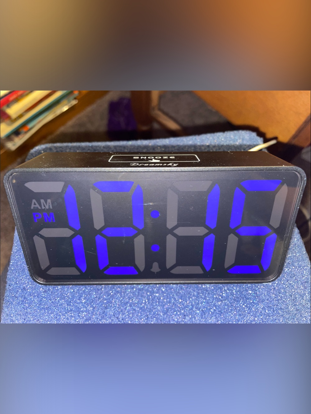Blue LED Digital Alarm Clock - Black